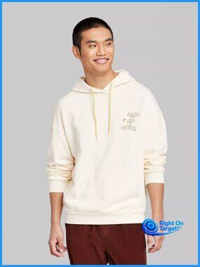 Large - Mens Hooded Sweatshirt 'Did My Best' - Original Use - Cream
